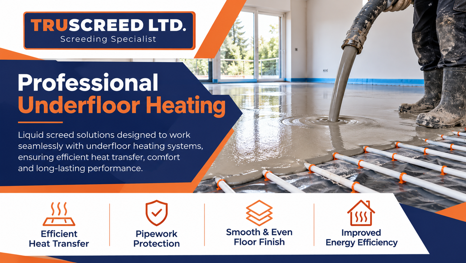 Professional underfloor heating screed solutions from Tru Screed Ltd